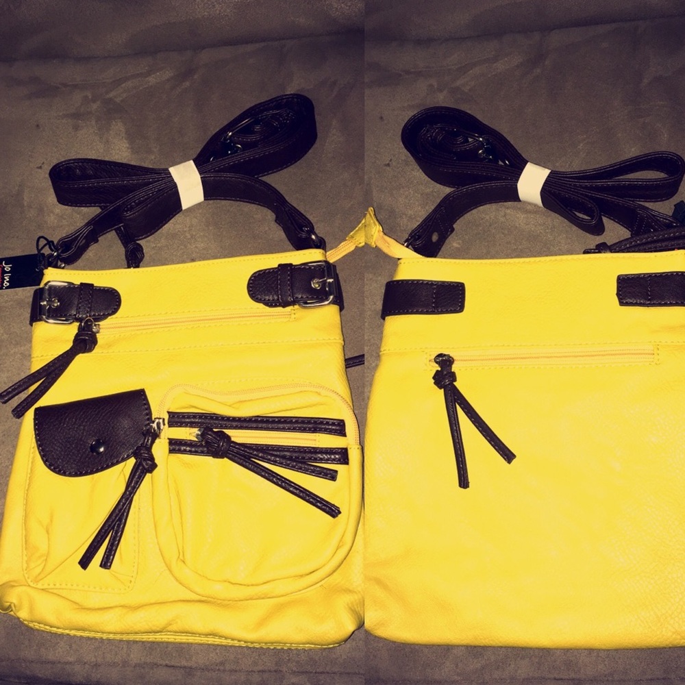 Yellow cross body purse